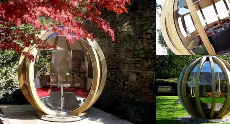 Elegancka drewniana kapsuła ogrodowa do relaksu i spotkań na zewnątrz, idealna na taras lub ogród. Nowoczesny design, wysoka jakość wykonania i komfort użytkowania.