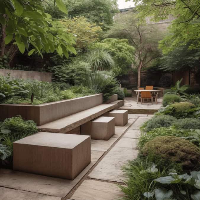 Nowe ogrodzenie z naturalnej zieleni w stylu nowoczesnym, relaksująca przestrzeń z miejscem do wypoczynku, idealna do odpoczynku na świeżym powietrzu, elegancki design, zielona oaza w mieście.