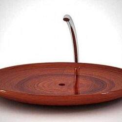 Zlew z drzewem, design ekologiczny, innowacyjny styl, ceramika z naturalnego drewna, nowoczesny element dekoracyjny.