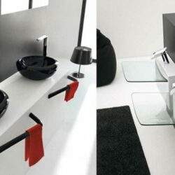 Nowe, nowoczesne umywalki i lustra w nowoczesnym wykończeniu łazienki. Elegancki design, funkcjonalność i wysokiej jakości materiały idealne dla przestrzeni komercyjnych i prywatnych.