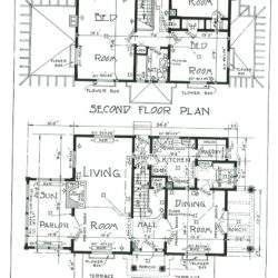 Nowoczesny plan domu dwupiętrowego, szczegółowa architektura, funkcjonalne rozkłady pomieszczeń, pomysłowe rozwiązania dla optymalnego wykorzystania przestrzeni.