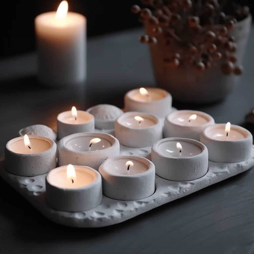 Przytulne świece aromatyczne na stole, romantyczna atmosfera, dekoracja wnętrza, relaksujący klimat, idealne na wieczór relaksu.