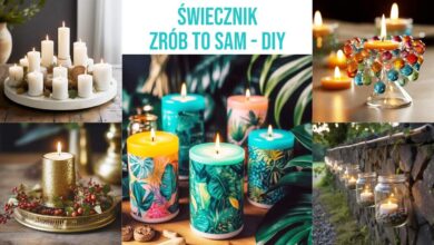 Kolorowe diy świece ozdobne do wnętrz i na zewnątrz, ręcznie robione świeczniki i dekoracje świetlne, idealne na domowe aranżacje i letnie wieczory.