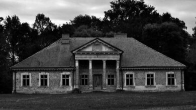 Stary, odrestaurowany dworek w stylu klasycystycznym otoczony zielenią w malowniczym miejscu, idealny na wydarzenia kulturalne, szkolenia i spotkania biznesowe w Polsce.