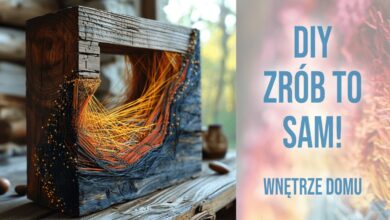 Linia1: rękodzieło DIY z wykorzystaniem włókien i naturalnych materiałów na rustykalnym tle.