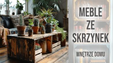 Motyw mebli z recyklingu, DIY, ekologia, kreatywne projekty, dekoracje wnętrz.
