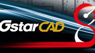 Przemysłowa grafika komputerowa GstarCAD na tle technicznego projektu, symbolizująca zaawansowane narzędzia CAD dla inżynierów i architektów.