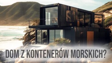 Modułowe domy z kontenerów morskich na plaży, nowoczesny minimalistyczny design, ekologiczne rozwiązania, luksusowe wykończenie, idealne na nadmorską lokalizację, energooszczędne i trwałe konstrukcje.