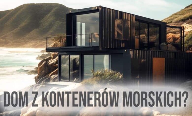 Modułowe domy z kontenerów morskich na plaży, nowoczesny minimalistyczny design, ekologiczne rozwiązania, luksusowe wykończenie, idealne na nadmorską lokalizację, energooszczędne i trwałe konstrukcje.