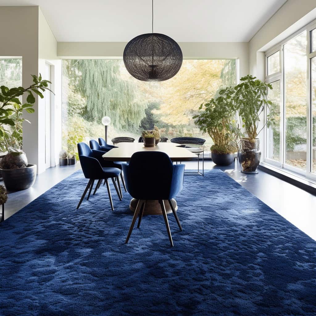 Stylowy jadalnia z dużymi oknami, nowoczesny design, eleganckie krzesła, duży stół, zielone rośliny, naturalne oświetlenie, przytulny i funkcjonalny wystrój wnętrza.