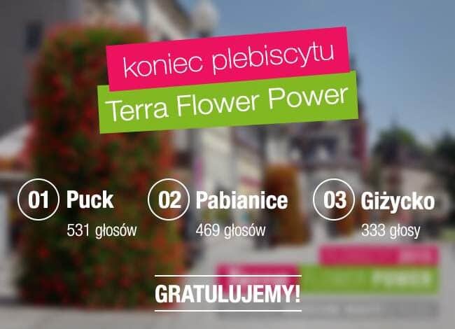 Prawidłowa głosowa wybór Terra Flower Power koniec plebiscytu, zwycięstwo Puck pabiance Giżycko, konkurs florystyczny, kwiaty, dekoracje ogrodowe, lokalna społeczność, florystyka, wydarzenie ekologiczne.