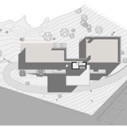 Nowa wizualizacja architektoniczna domu jednorodzinnego z elewacją i otoczeniem.