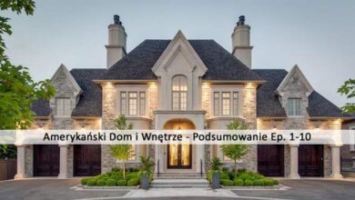 Ekskluzywna rezydencja w stylu amerykańskim z eleganckim wejściem i pięknie zagospodarowanym ogrodem, idealna dla miłośników luksusu i komfortu.