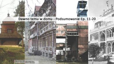 Stary dom i odrestaurowana kamienica na tle drzew, wizualizacja architektoniczna, proces renowacji zabytkowych budynków w Polsce, porównanie dawnego i nowoczesnego stylu.