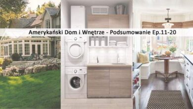 Stylowe zdjęcie amerykańskiego domu z zielonym ogrodem, nowoczesnej pralni i eleganckiej kuchni, pokazujące funkcjonalne i estetyczne wnętrza, idealne dla rodzin szukających komfortu i stylu.