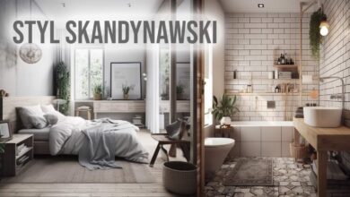 Nowo urządzony, skandynawski styl wnętrza z jasną sypialnią i nowoczesną łazienką, idealne aranżacje do optymalnej przestrzeni mieszkalnej.