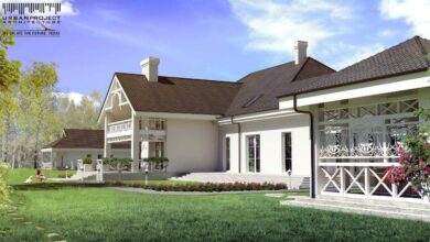 Elegancki nowoczesny dom jednorodzinny z dużym ogrodem i tarasem, idealny dla rodzin szukających komfortu i funkcjonalności w spokojnej okolicy.