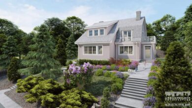 Nowoczesny dom jednorodzinny w otoczeniu zieleni, idealny do realizacji projektów optymalnych, z pięknym ogrodem i eleganckim wykończeniem, inspiracja dla architektów i inwestorów.