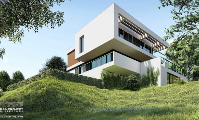 Nowoczesny dom jednorodzinny, architektura minimalistyczna, energooszczędny, zielone otoczenie, projekt domu, PaniDyrektor.pl, optymalna konstrukcja, luksusowa rezydencja, aranżacje wnętrz, trendy architektoniczne.