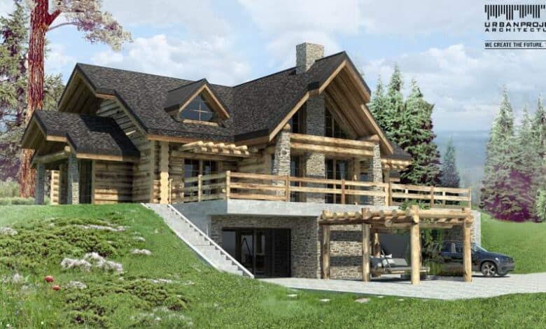 Nowa nowoczesna architektura domu drewnianego z poddaszem na leśnej działce, elementy konstrukcyjne i wykończeniowe, idealne rozwiązanie dla miłośników natury i komfortu.