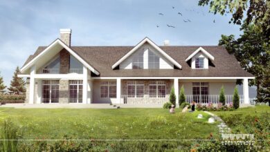 Nowoczesny dom jednorodzinny z dużym ogrodem i zielonym otoczeniem, idealny dla rodzin poszukujących komfortu i funkcjonalności, w spokojnej okolicy.