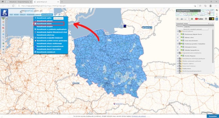 Geolokalizacja mapa Polski, narzędzia wyszukiwania lokalizacji PaniDyrektor.pl, optymalizacja wizualizacji lokalizacji, geoportal z zaznaczonym obszarem, funkcje wyszukiwania dla lepszej optymalizacji optima.