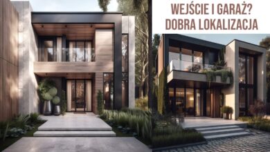 Elegancki nowoczesny dom jednorodzinny z dużymi przeszklonymi balkonami i garażem, idealny do zamieszkania w spokojnej okolicy, z profesjonalną lokalizacją.