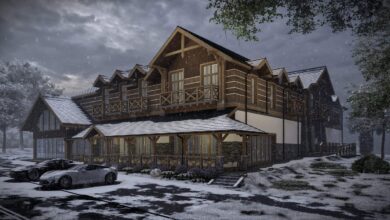 pensjonat w bieszczadzkim stylu zimą