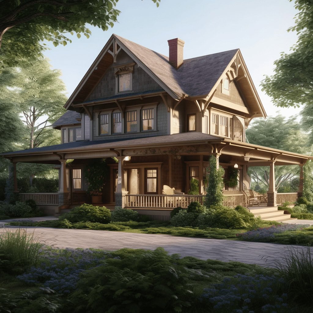 Nowe klasyczne domy jednorodzinne w stylu amerykańskim z dużym ogrodem i tarasem, eleganckie rozwiązania architektoniczne idealne dla rodziny.