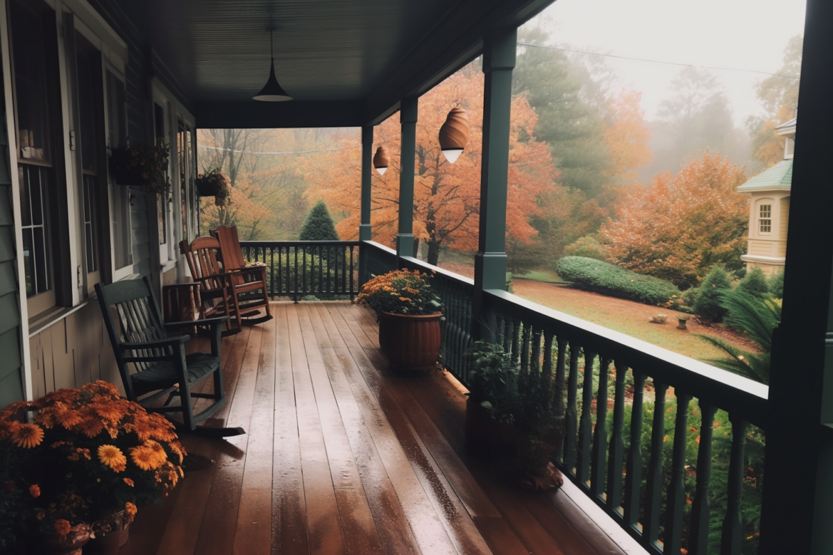 Jesienna weranda dom w stylu amerykańskim