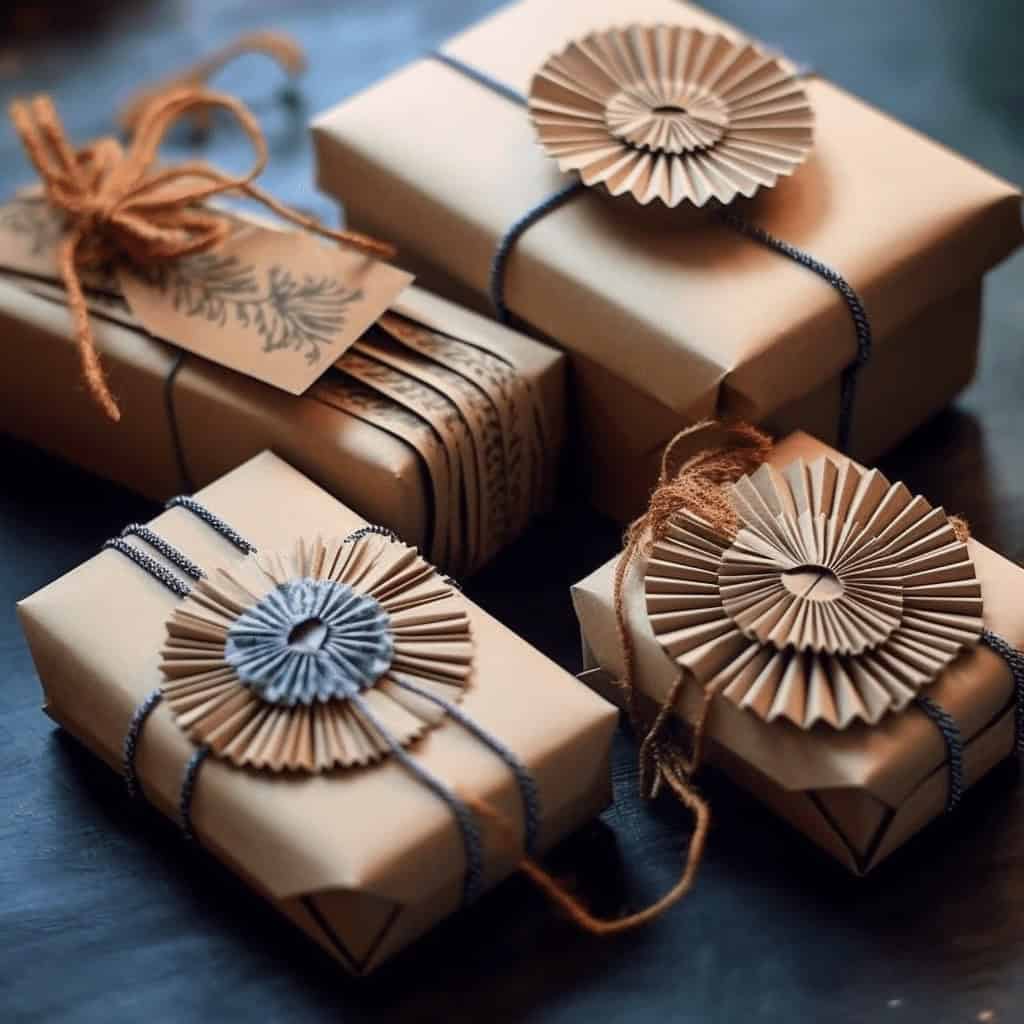 Pakiet elegancko zapakowanych prezentów w pastelowych opakowaniach z ozdobnymi dekoracjami, idealny na różne okazje, pokazujący dbałość o detale i estetykę, wspierając kreatywne rozwiązania w branży beauty i lifestyle.