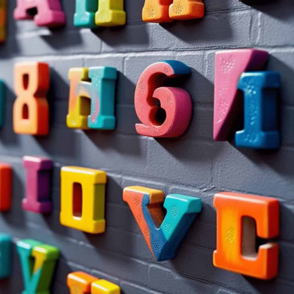 Kolorowe cyfry magnetyczne na czarnej tablicy, przydatne do nauki liczb i alfabetu dla dzieci, symbol edukacji i rozwoju umiejętności matematycznych.