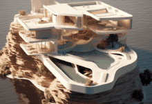 dom z płaskim dachem na wyspie